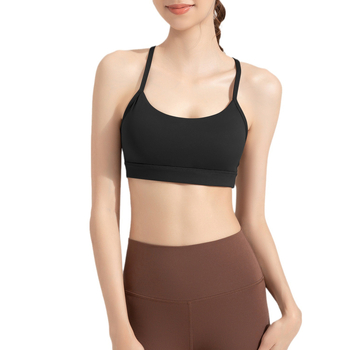 Sporta krūšturis skrējējiem un fitnesam – pilnas kupas, biezi veidotas kupas, fiksētas dubultās plecu siksnas, muguras aizdare ar trim sprādžām; galvenais materiāls: neilons; oderējums: spandekss