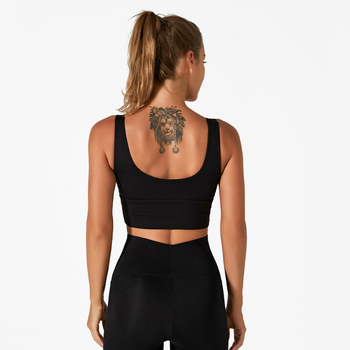 Augstas intensitātes sporta krūšturis skriešanai un jogai, 3/4 formēti krūšu kausi, gluds dizains, muguras dizains, materiāls no neilona ar spandeksu, fiksētas dubultās siksnas