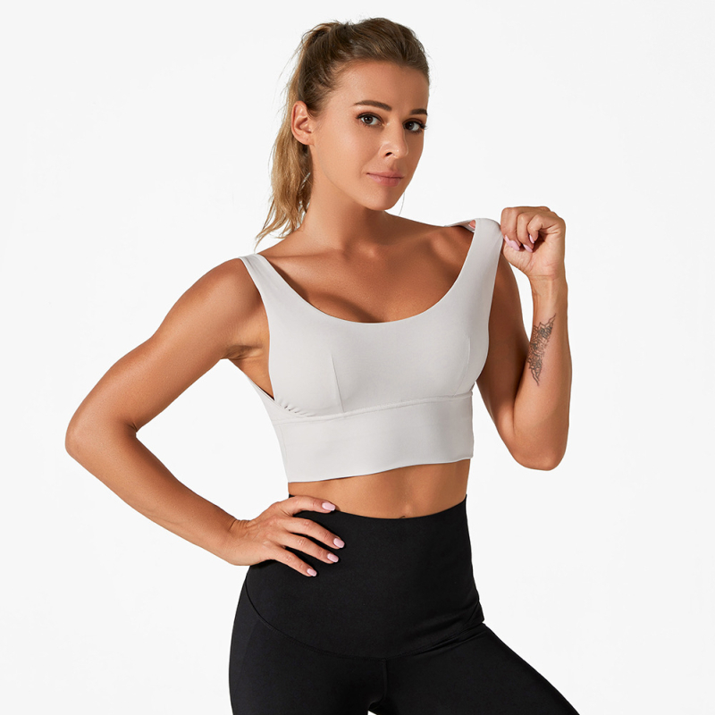 Augstas intensitātes sporta krūšturis skriešanai un jogai, 3/4 formēti krūšu kausi, gluds dizains, muguras dizains, materiāls no neilona ar spandeksu, fiksētas dubultās siksnas