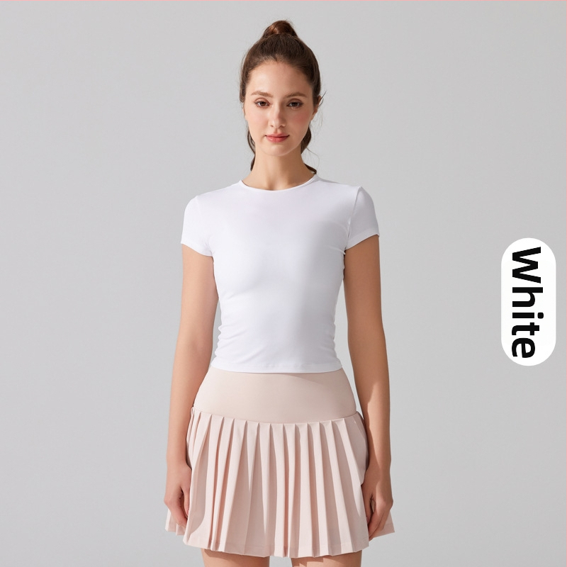 Joga marškinėliai su trumpomis rankovėmis, kvėpuojantis ir greitai džiūstantis audinys Cloud Sense Pro, sudėtis 87,9% nailonas ir 12,1% spandeksas, liesas kirpimas