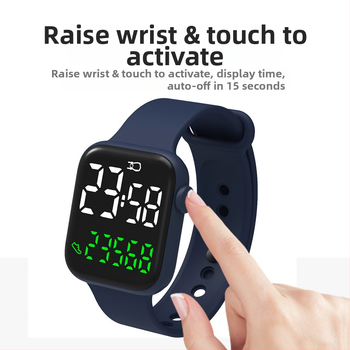 Elektroniskais rokas pulkstenis ar soļu skaitītāju, taisnstūra ciparnīca 37 mm, PU siksna, digitālais displejs, ūdensizturīgs līdz 30 m