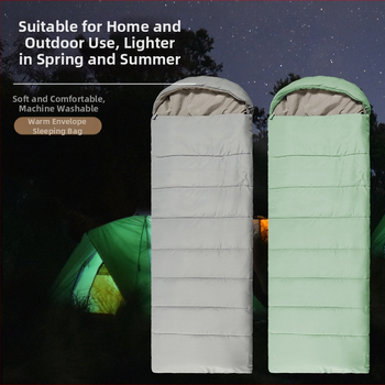 Išorinis kemperių miegas maišas aplanko stiliuje, keturių sezonų šiluma; užpildas: be klijų medvilnė; įdaila ir audinys: Chunya Spinning; konstrukcija: aplankas; tinkamas suaugusiems