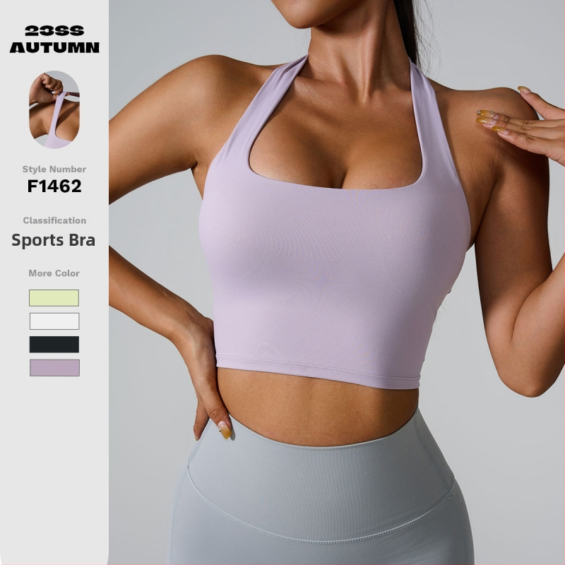 Haltera sporta krūšturis ar pilnu kausu un vidēji veidotu kausu, fiksēti haltera plecu sargi, mežģīņu malas, galvenais audums: nailons 75%, piemērots skriešanai, braukšanai ar velosipēdu un fitnesam