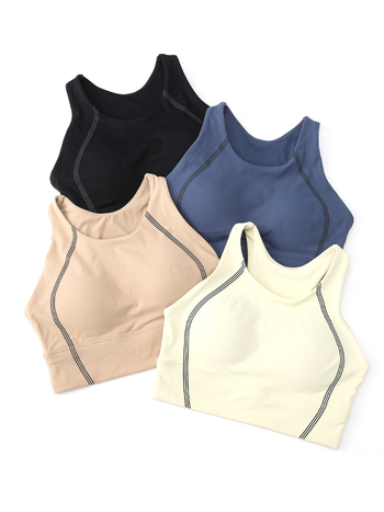 Sportski grudnjak od najlona 75% s podstavom od spandexa 25%, puna šalica s srednjom oblikom, čvrste dvostruke naramenice, dizajn u jednom komadu, pogodan za trčanje i fitness