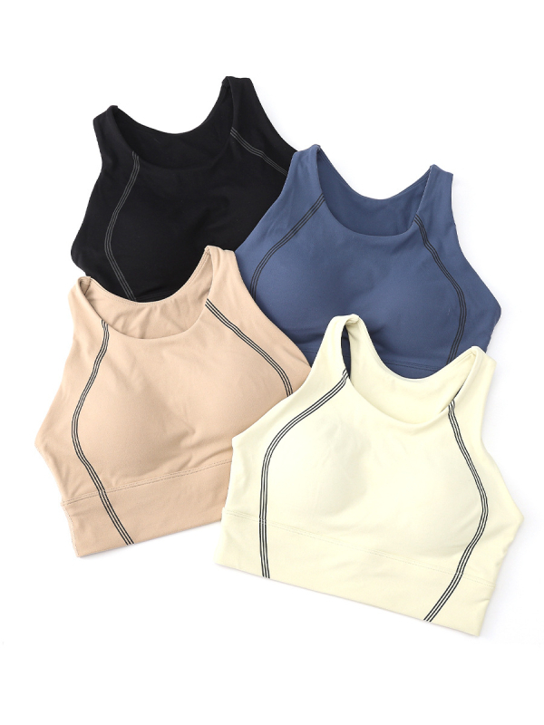 Sportski grudnjak od najlona 75% s podstavom od spandexa 25%, puna šalica s srednjom oblikom, čvrste dvostruke naramenice, dizajn u jednom komadu, pogodan za trčanje i fitness