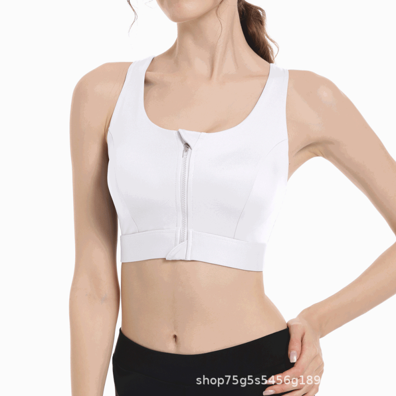 Спортен бюстгъртър с предна ципа, висококачествен, цялостна конструкция, шокоустойчив найлон/еластан плат
