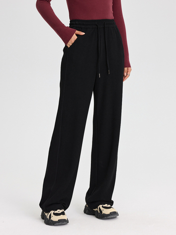 Moteriškos kelnės iš regeneruotos celiuliozės pluošto, Derong audinys, tankus, šukuotas (brushed), tiesus kirpimas, casual žiema 2024.