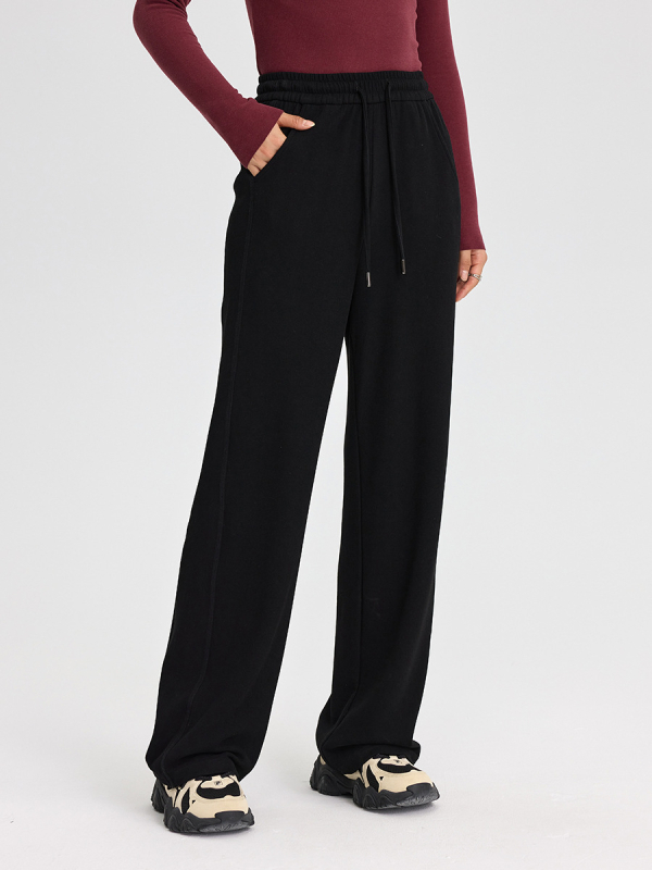 Moteriškos kelnės iš regeneruotos celiuliozės pluošto, Derong audinys, tankus, šukuotas (brushed), tiesus kirpimas, casual žiema 2024.