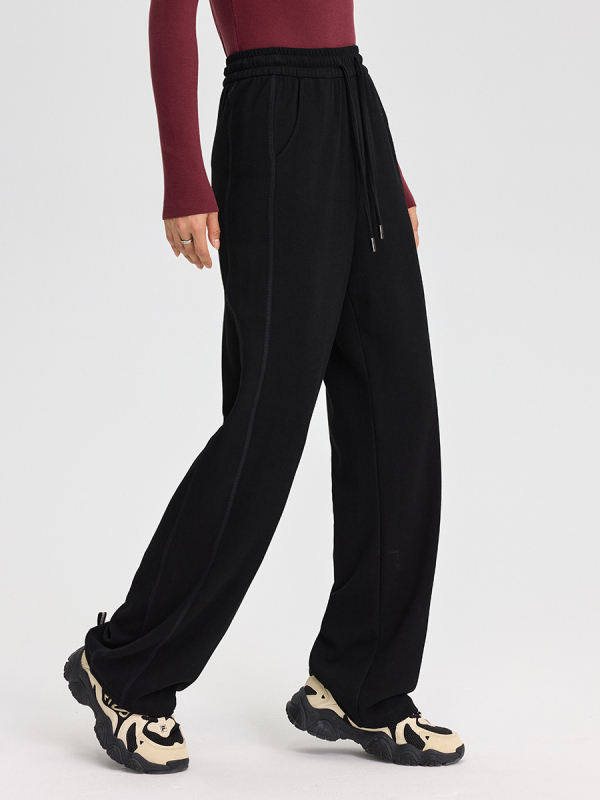 Moteriškos kelnės iš regeneruotos celiuliozės pluošto, Derong audinys, tankus, šukuotas (brushed), tiesus kirpimas, casual žiema 2024.