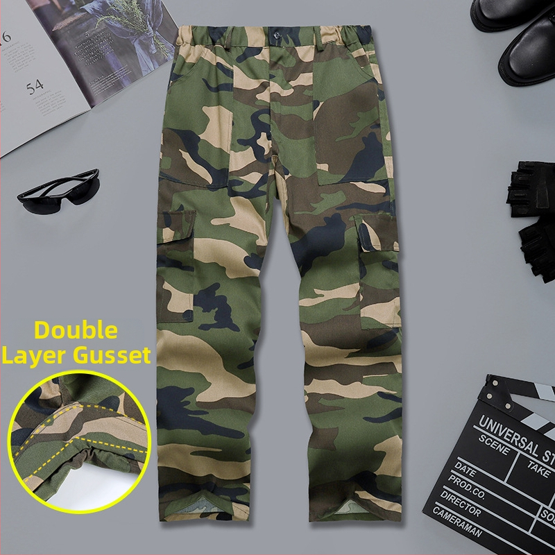 Kamufliažiškai tiesaus kirpimo kelnes, audinys: cheminių pluoštų mišinys, funkcija: nuo nešvarumų, raštas: kamufližas, tinkama visoms sezonoms, prekės kodas Jd001
