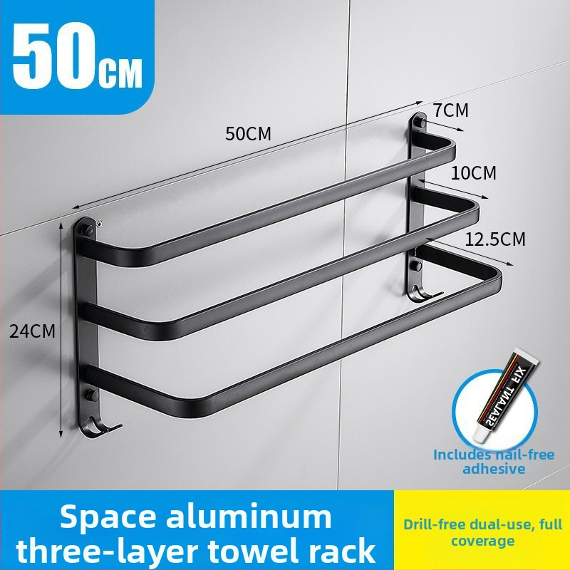 Be gręžimo aliuminio rankšluosčių laikiklis su 3 strypais, atsparus rūdijimui, purškiamo plastiko paviršius