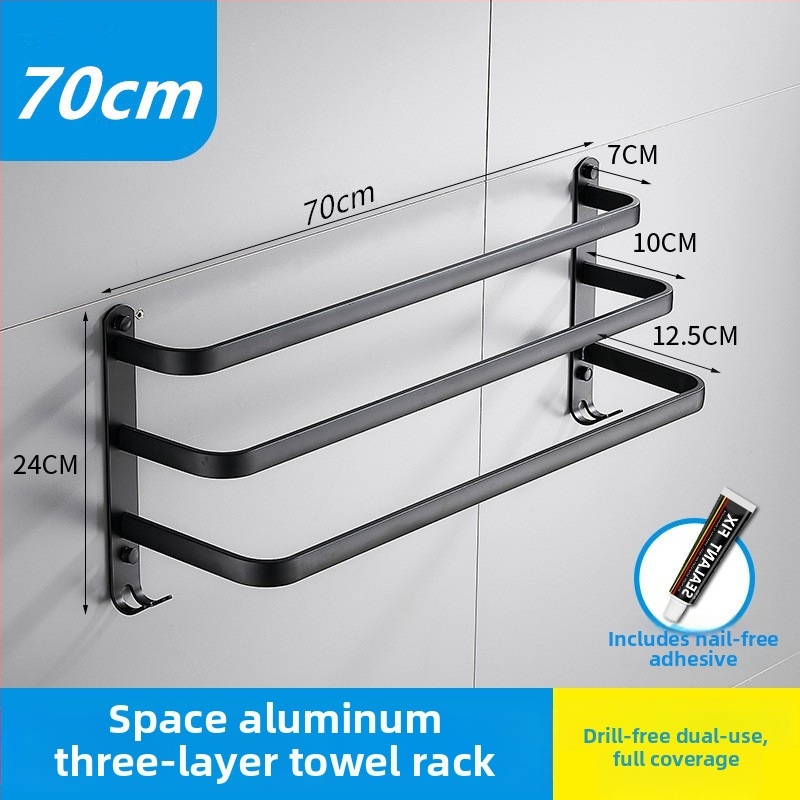 Be gręžimo aliuminio rankšluosčių laikiklis su 3 strypais, atsparus rūdijimui, purškiamo plastiko paviršius