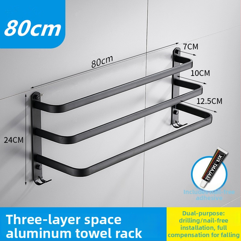 Be gręžimo aliuminio rankšluosčių laikiklis su 3 strypais, atsparus rūdijimui, purškiamo plastiko paviršius