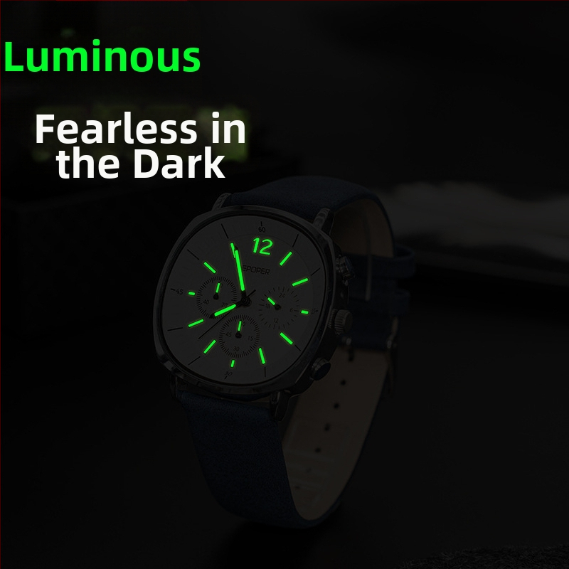 Pánske quartz hodinky - kožený remienok, 30M vodotesnosť, Minerálne tvrdené sklo, Pracka s kolíkom (Quartz Movement, 30M vodotesnosť, Kožený remienok, Minerálne tvrdené sklo, Pracka s kolíkom)