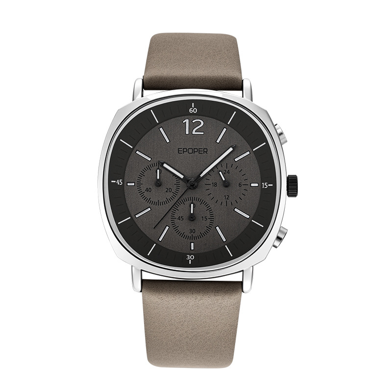 Férfi kvarc karóra - Valódi bőrszíj, 30M vízállóság, Mineral erősített kristály, Tűcsat (Kvarc mozgás, 30M vízállóság, Valódi bőrszíj, Mineral erősített kristály, Tűcsat)