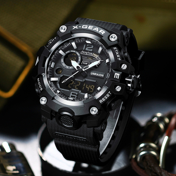 Oniga taktikai férfiaknak szánt többfunkciós óra ötvözetből, világító naptárral és 24 órás kijelzővel, elektronikus mozgású japán dupla kijelzős mechanizmus, 30M vízálló, tokozás: ötvözet, szíj: műanyag