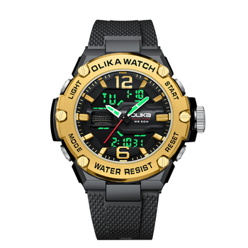 OLIKA Daudzfunkcionālie ūdensdrošie elektroniskie vīriešu pulksteņi ar dubjā displeju, spilgts laikrādītājs un kalendārs (mēnesis, diena, nedēļa), 30 m ūdensdrošība, PC21 elektroniskais mehānisms, ciparnīca 45 mm