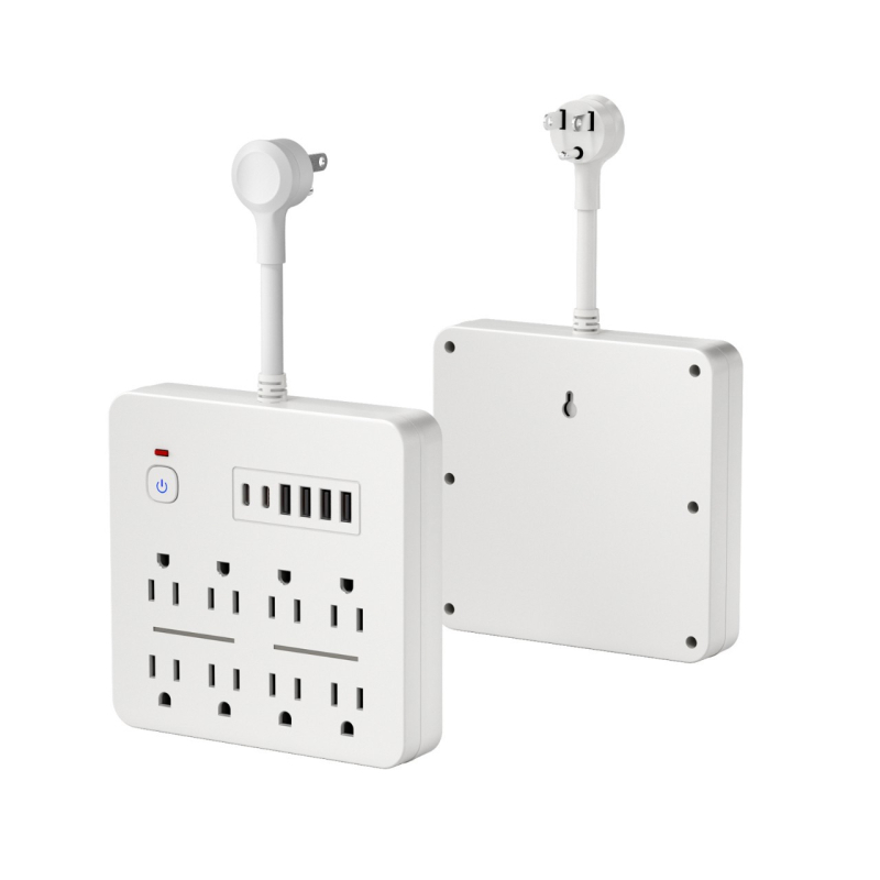 Maitinimo juosta su 8 lizdais, 10A, 100–250V, 2500W, perkrovos apsauga