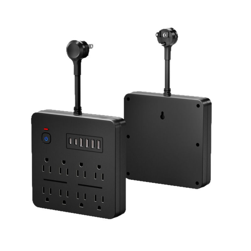 Maitinimo juosta su 8 lizdais, 10A, 100–250V, 2500W, perkrovos apsauga