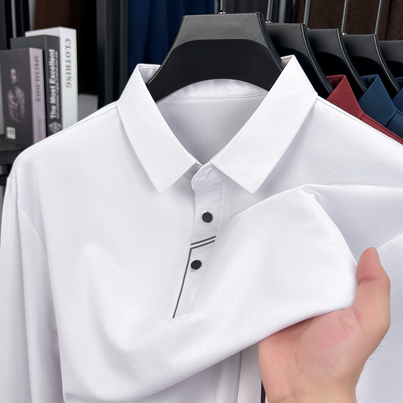 Polo majica s dugim rukavima, uski kroj, asimetričan blok dizajn, tkanina od smjese mulberijske svile