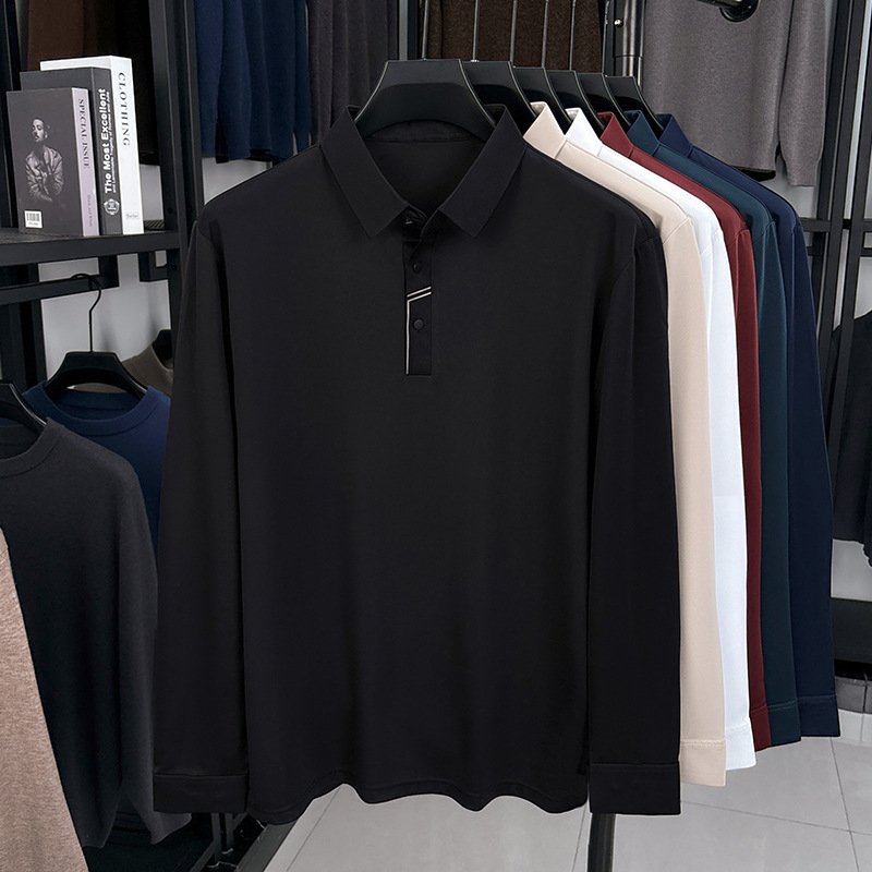 Polo majica s dugim rukavima, uski kroj, asimetričan blok dizajn, tkanina od smjese mulberijske svile