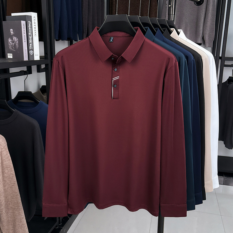 Polo majica s dugim rukavima, uski kroj, asimetričan blok dizajn, tkanina od smjese mulberijske svile