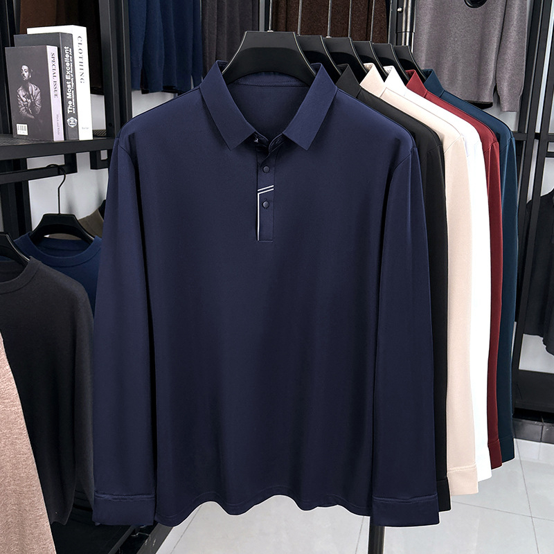 Polo majica s dugim rukavima, uski kroj, asimetričan blok dizajn, tkanina od smjese mulberijske svile