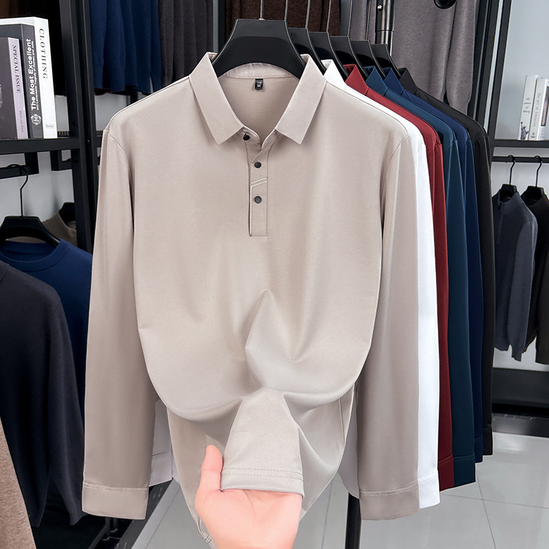 Polo majica s dugim rukavima, uski kroj, asimetričan blok dizajn, tkanina od smjese mulberijske svile