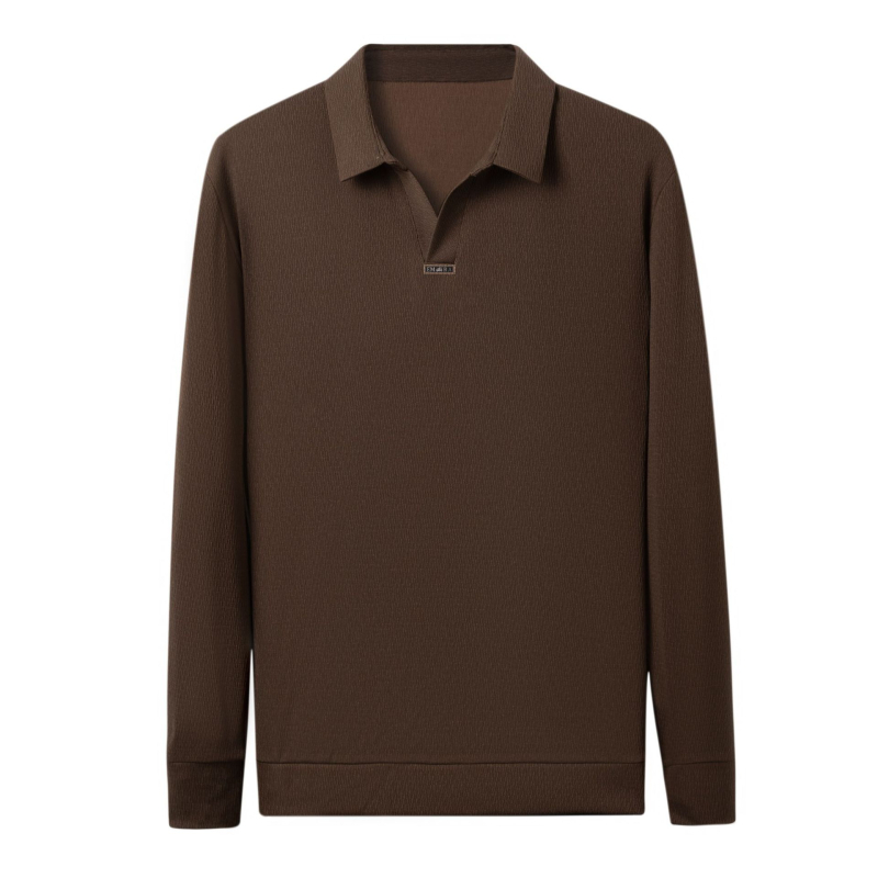 Tricou polo cu mânecă lungă, croială Slim, finisaj spălat, material poliester 84,2% + spandex 15,8%, respirabil