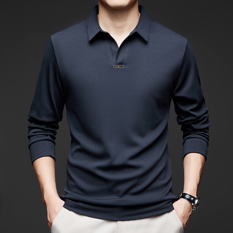 Tricou polo cu mânecă lungă, croială Slim, finisaj spălat, material poliester 84,2% + spandex 15,8%, respirabil