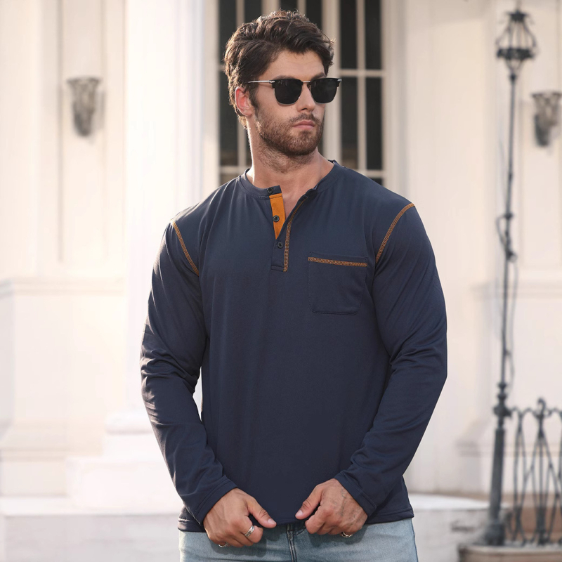 Polo cu guler înalt, mâneci lungi, croială lejeră, țesătură din amestec de bumbac