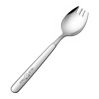 316 nerūdijančio plieno integruotas šakutės-lėkštės įrankis, ilga rankena, veidrodinis poliravimas, paprastas stilius, Hehe bear raštas, suaugusiems