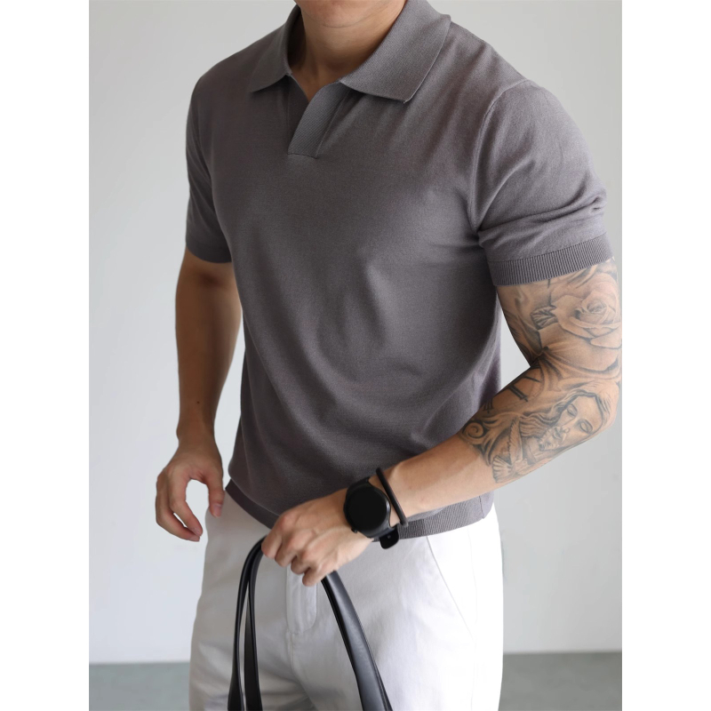 Polo majica s V-izrezom, kratki rukavi, opušten kroj, tkanina od poliester vlakana
