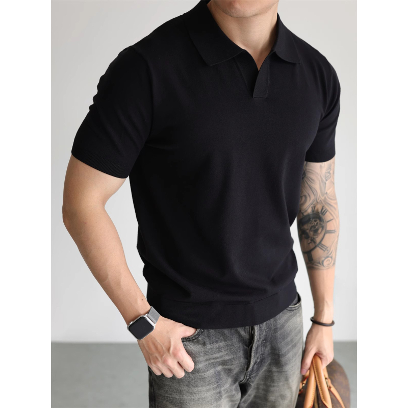 Polo majica s V-izrezom, kratki rukavi, opušten kroj, tkanina od poliester vlakana