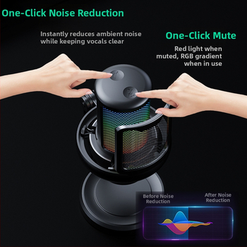 V1Pro kondensaatormikrofon otseülekandeks ja arvutiga salvestamiseks, traadita, RGB valgustus, sagedusriba 60 Hz–15 kHz, SNR ≥60 dB, omnidirektsionaalne