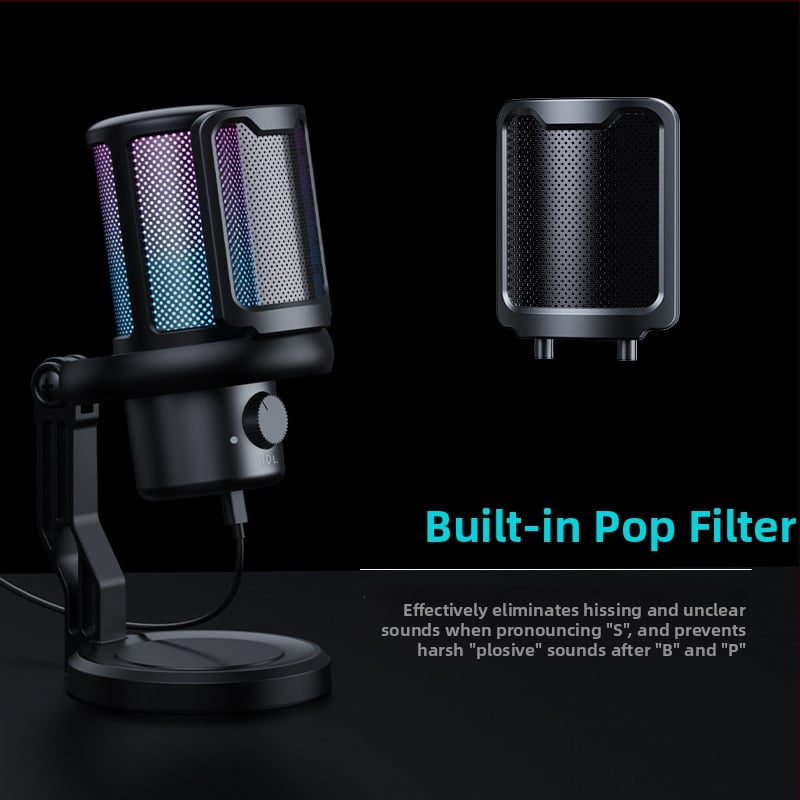 V1Pro kondensaatormikrofon otseülekandeks ja arvutiga salvestamiseks, traadita, RGB valgustus, sagedusriba 60 Hz–15 kHz, SNR ≥60 dB, omnidirektsionaalne