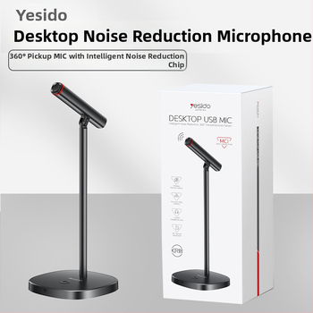 Yesido USB kondensaatormikrofon laua mikrofoni mürasummutusega, Plug‑and‑Play, SNR ≥ 70 dB — sobib mängudele, laulmisele ja otseülekannetele