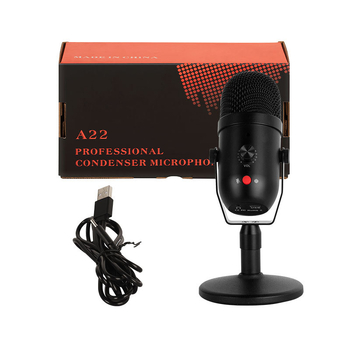 USB кондензаторен микрофон с кардиоиден полярен модел, USB-C интерфейс, честотен диапазон 20 Hz–20 kHz, SNR ≥60 dB