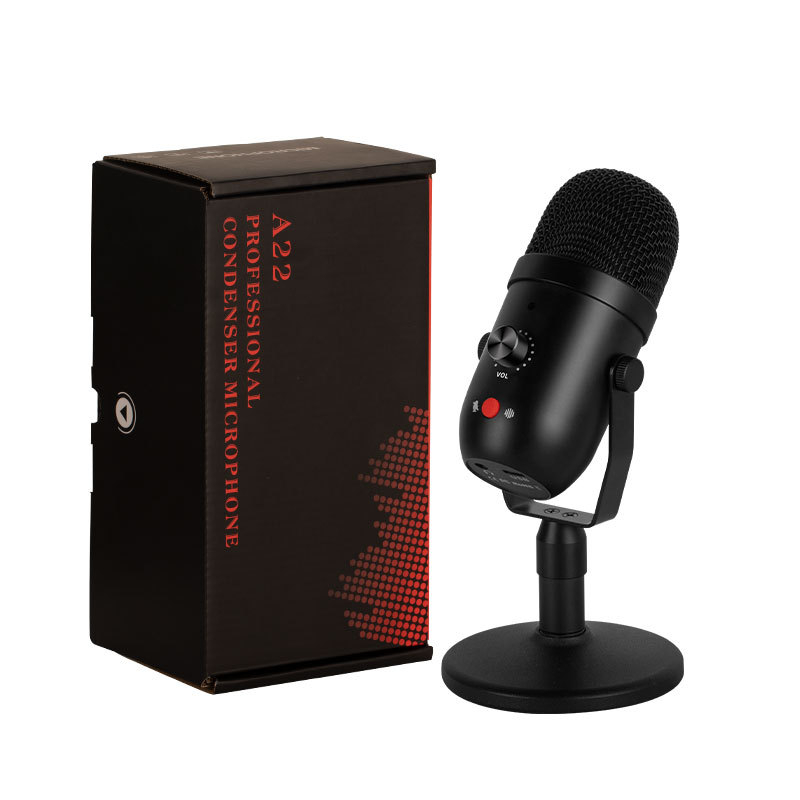 USB кондензаторен микрофон с кардиоиден полярен модел, USB-C интерфейс, честотен диапазон 20 Hz–20 kHz, SNR ≥60 dB