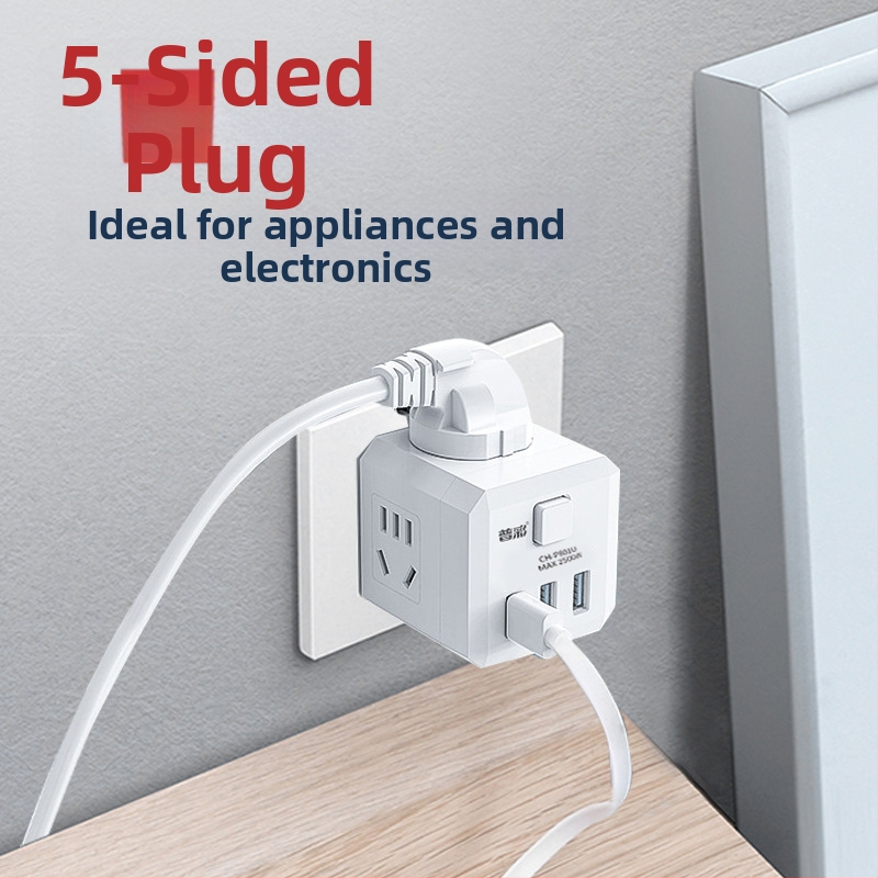 USB uzlādes kubveida barošanas bloks ar vairākām kontaktligzdām, 220V, 2500W, CCC sertifikāts