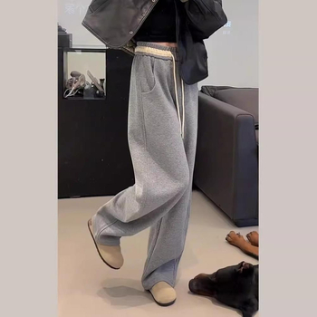 Ženske casual hlače s ravnim krojem, vuneni materijal, džepovi – Elegant Lady stil, proljeće 2024
