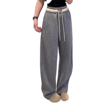 Ženske casual hlače s ravnim krojem, vuneni materijal, džepovi – Elegant Lady stil, proljeće 2024