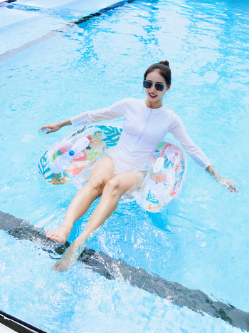 Φουσκωτό ανάκλιντρο ενηλίκων σε σχήμα Υ με λαβή, PVC, σχέδιο φλαμίνγκο με παγιέτες, θαλάσσιο φουσκωτό καναπέ