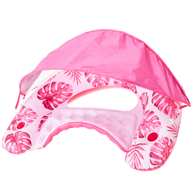 Φουσκωτό ανάκλιντρο ενηλίκων σε σχήμα Υ με λαβή, PVC, σχέδιο φλαμίνγκο με παγιέτες, θαλάσσιο φουσκωτό καναπέ