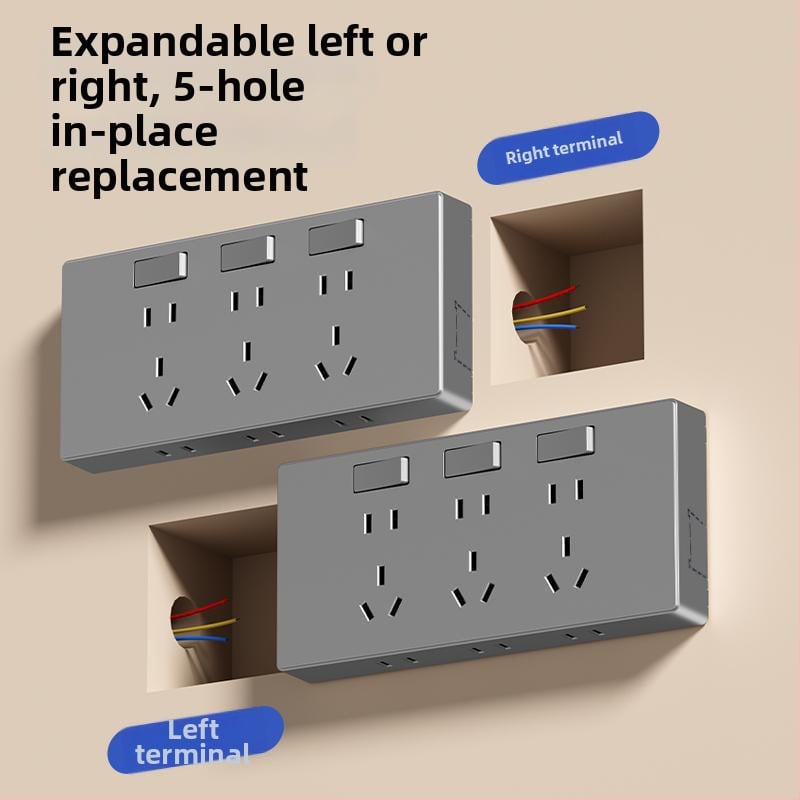 Virsvirsmas montēts paplašināšanas kontaktligzdas panelis ar 21 atveri, slēdzama barošana, fosforbronzas korpuss, 10 A, 250 V AC, vienmoduļu daudziena dizains