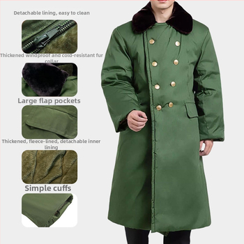 Karinio stiliaus ilgas paltas, polar fleece audinys, šiltas, vienos tonas, žiema, D-stilius