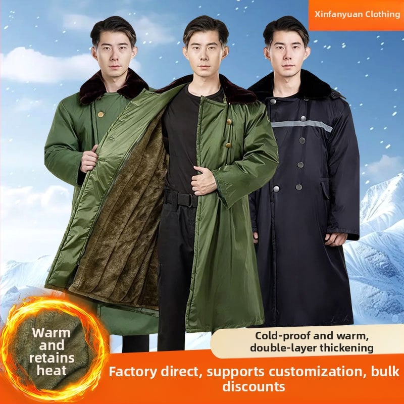 Karinio stiliaus ilgas paltas, polar fleece audinys, šiltas, vienos tonas, žiema, D-stilius