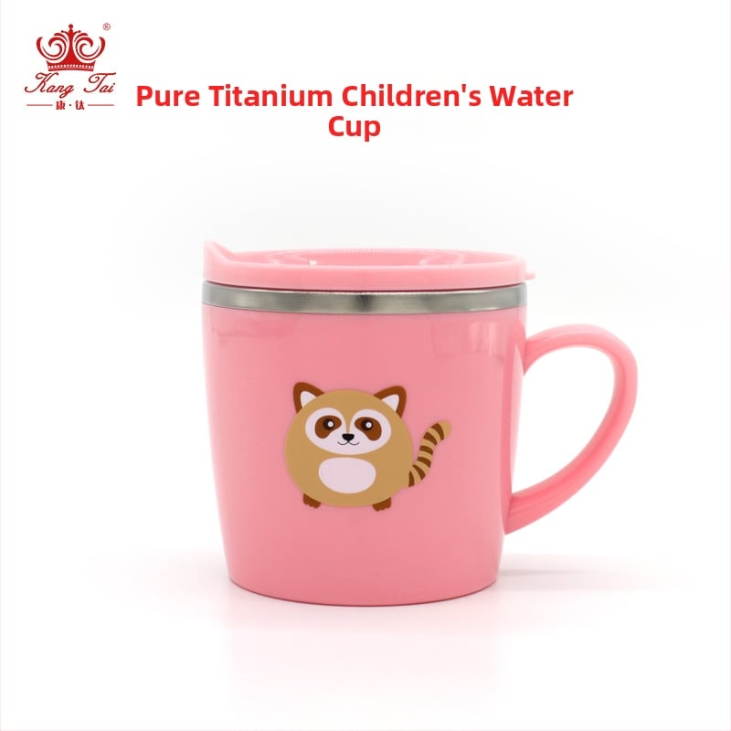 Kangti titanový detský pohár na vodu – pohár na mlieko, karikatúrny štýl, proti pádu, mikrovlnka bezpečná