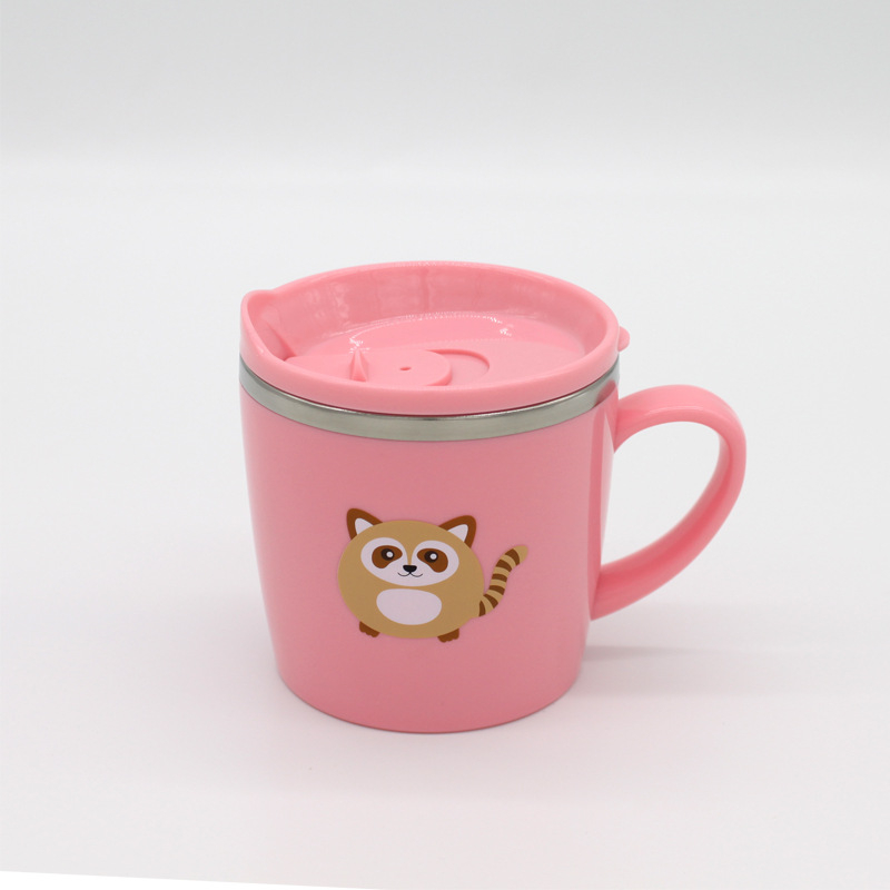 Kangti titanový detský pohár na vodu – pohár na mlieko, karikatúrny štýl, proti pádu, mikrovlnka bezpečná