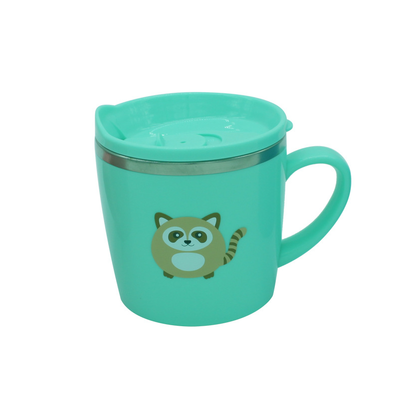 Kangti titanový detský pohár na vodu – pohár na mlieko, karikatúrny štýl, proti pádu, mikrovlnka bezpečná